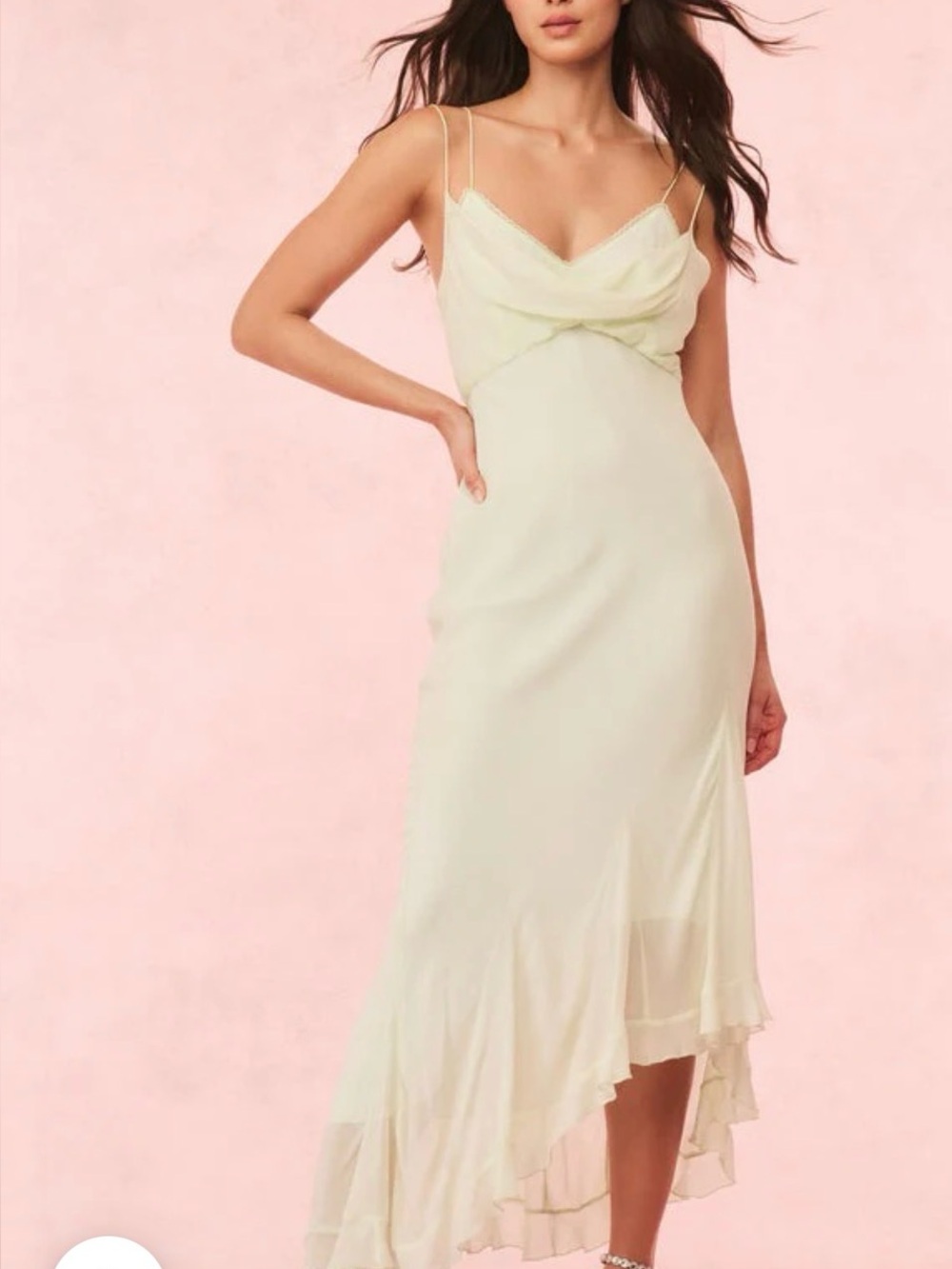 LiveShackFancy Chelsea Slip Midi Dress with Ruffle Hem New Medium-Large